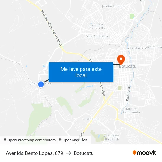 Avenida Bento Lopes, 679 to Botucatu map