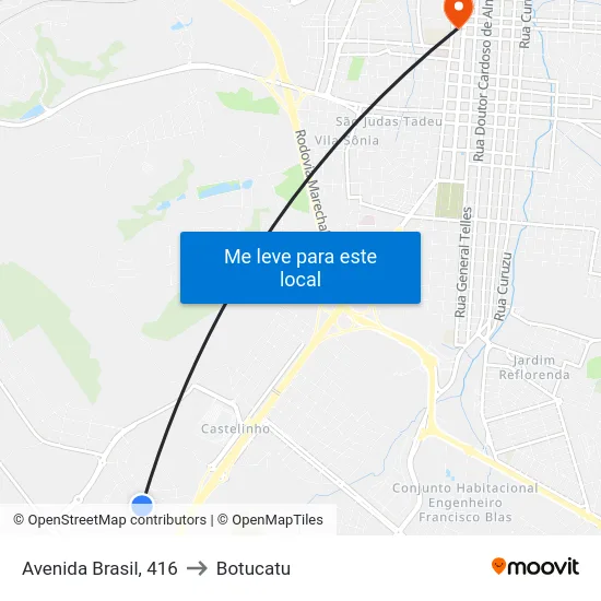 Avenida Brasil, 416 to Botucatu map
