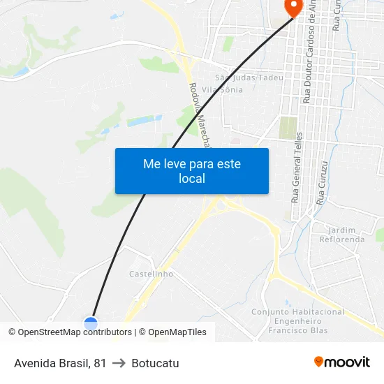 Avenida Brasil, 81 to Botucatu map