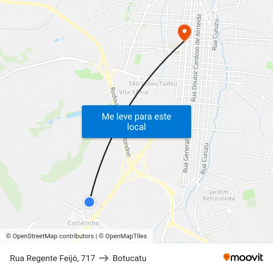 Rua Regente Feijó, 717 to Botucatu map
