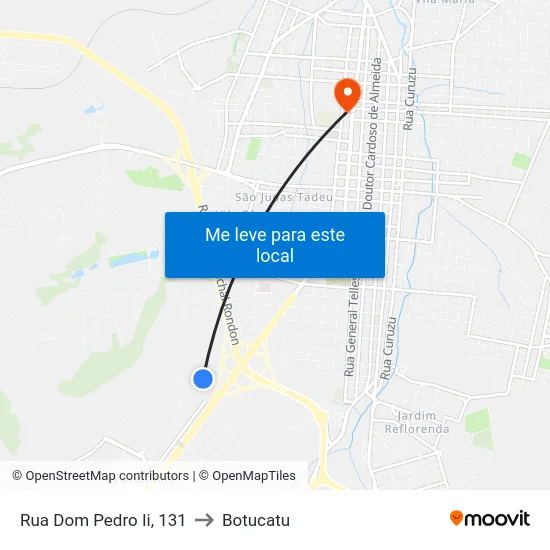 Rua Dom Pedro Ii, 131 to Botucatu map