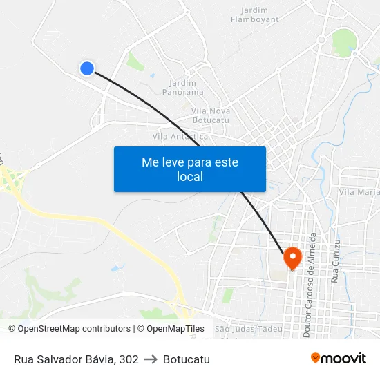 Rua Salvador Bávia, 302 to Botucatu map