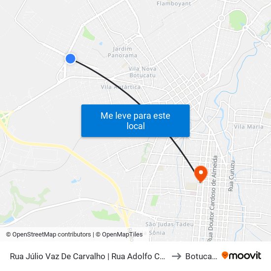 Rua Júlio Vaz De Carvalho | Rua Adolfo César to Botucatu map