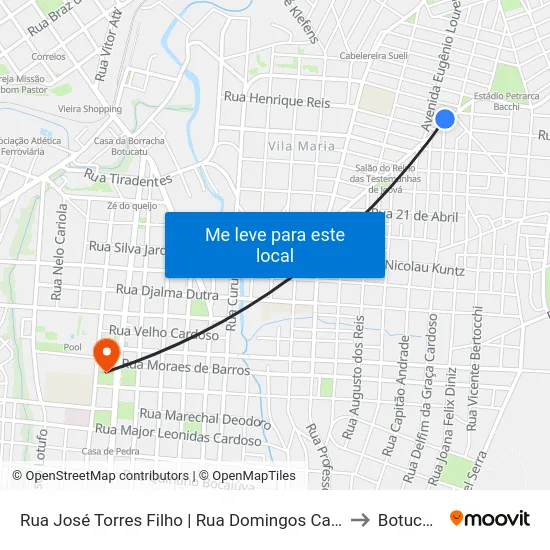 Rua José Torres Filho | Rua Domingos Cariola to Botucatu map