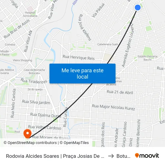 Rodovia Alcides Soares | Praça Josias De Paiva Pinheiro to Botucatu map