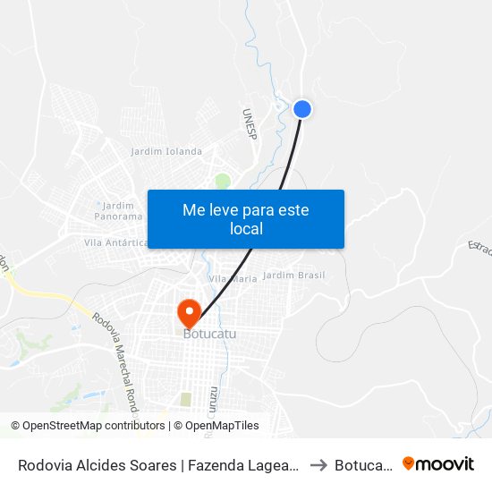 Rodovia Alcides Soares | Fazenda Lageado to Botucatu map