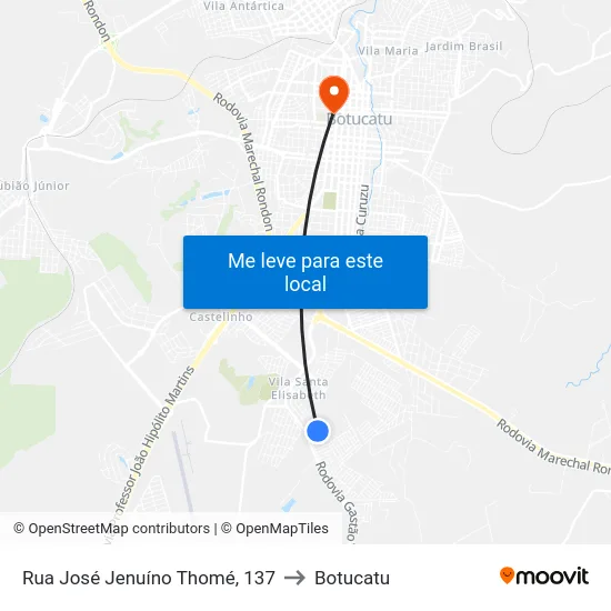 Rua José Jenuíno Thomé, 137 to Botucatu map