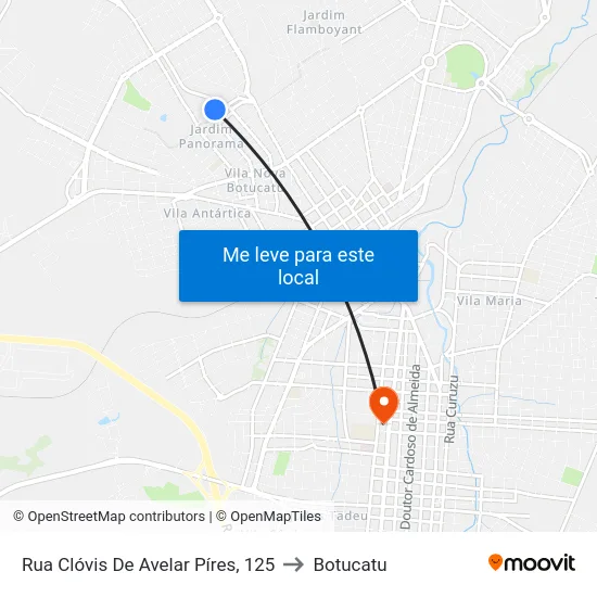 Rua Clóvis De Avelar Píres, 125 to Botucatu map