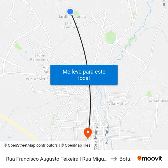 Rua Francisco Augusto Teixeira | Rua Miguel Soler Caparros to Botucatu map
