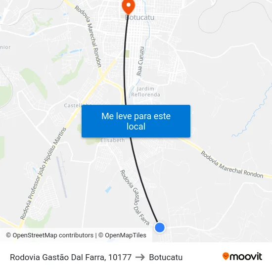 Rodovia Gastão Dal Farra, 10177 to Botucatu map