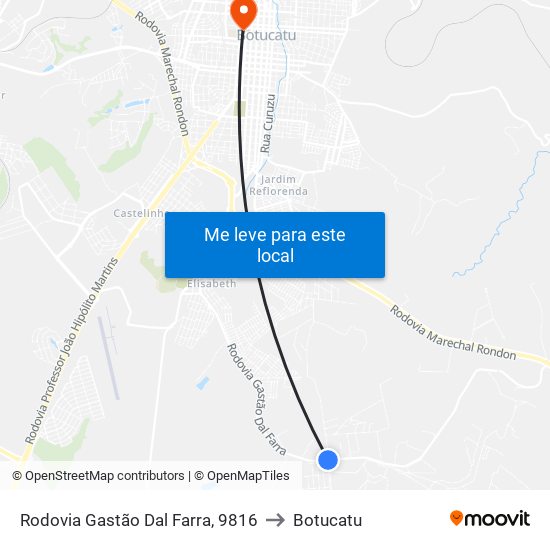 Rodovia Gastão Dal Farra, 9816 to Botucatu map