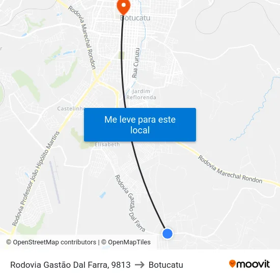 Rodovia Gastão Dal Farra, 9813 to Botucatu map