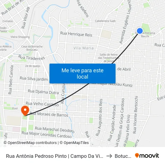 Rua Antônia Pedroso Pinto | Campo Da Vila Maria to Botucatu map