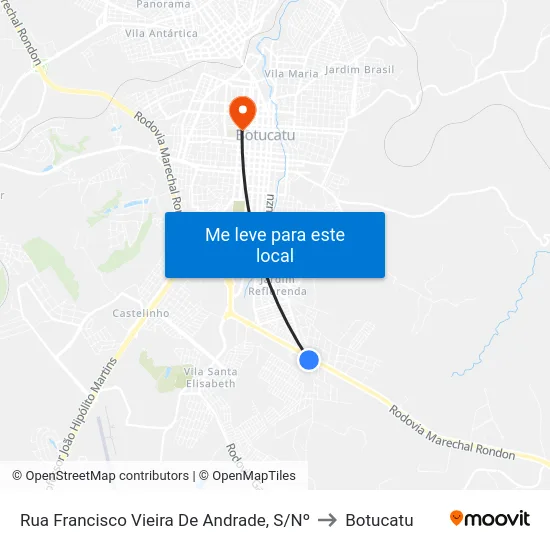 Rua Francisco Vieira De Andrade, S/Nº to Botucatu map