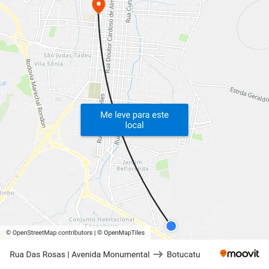 Rua Das Rosas | Avenida Monumental to Botucatu map