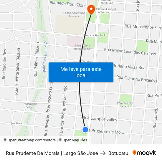 Rua Prudente De Morais | Largo São José to Botucatu map