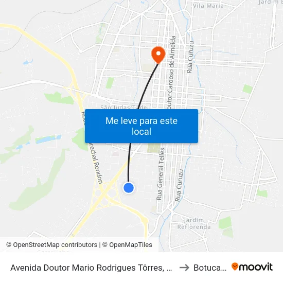 Avenida Doutor Mario Rodrigues Tôrres, 633 to Botucatu map