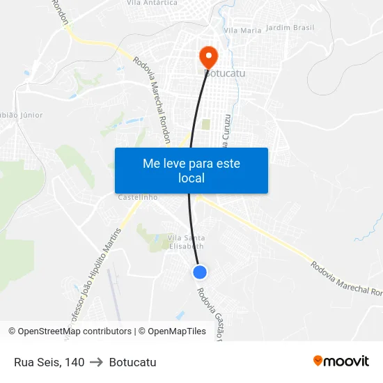 Rua Seis, 140 to Botucatu map