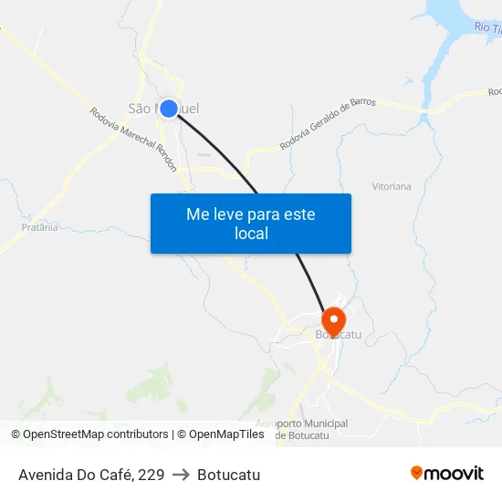 Avenida Do Café, 229 to Botucatu map