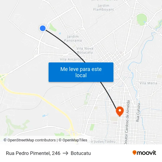 Rua Pedro Pimentel, 246 to Botucatu map