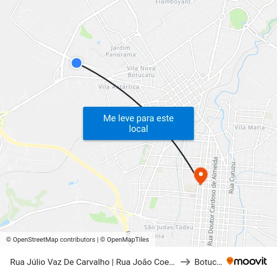 Rua Júlio Vaz De Carvalho | Rua João Coelho Da Silva to Botucatu map