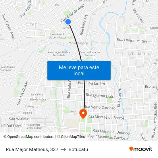 Rua Major Matheus, 337 to Botucatu map