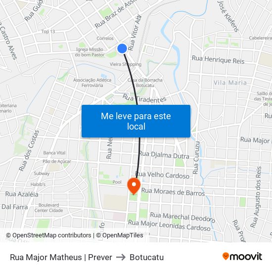 Rua Major Matheus | Prever to Botucatu map