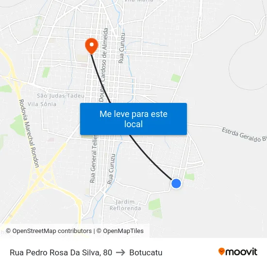 Rua Pedro Rosa Da Silva, 80 to Botucatu map
