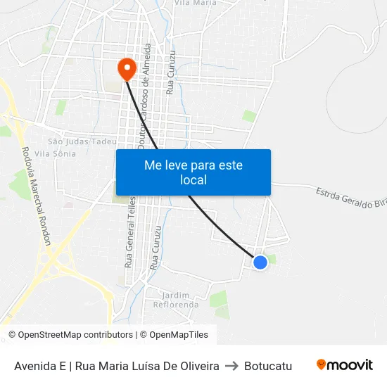 Avenida E | Rua Maria Luísa De Oliveira to Botucatu map