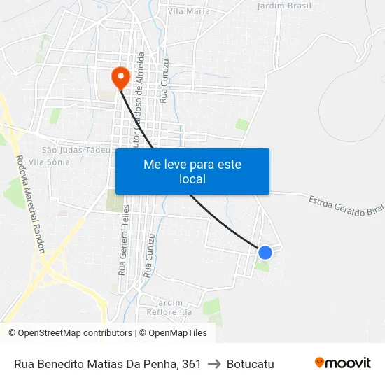 Rua Benedito Matias Da Penha, 361 to Botucatu map