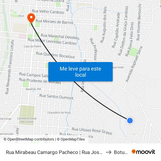 Rua Mirabeau Camargo Pacheco | Rua José Moreira Leite to Botucatu map