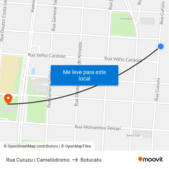 Rua Curuzu | Camelódromo to Botucatu map