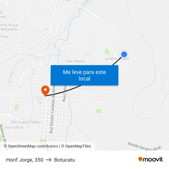 Horif Jorge, 350 to Botucatu map