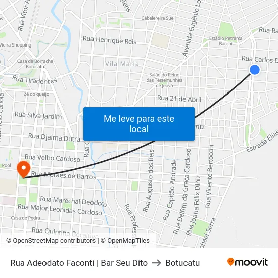 Rua Adeodato Faconti | Bar Seu Dito to Botucatu map