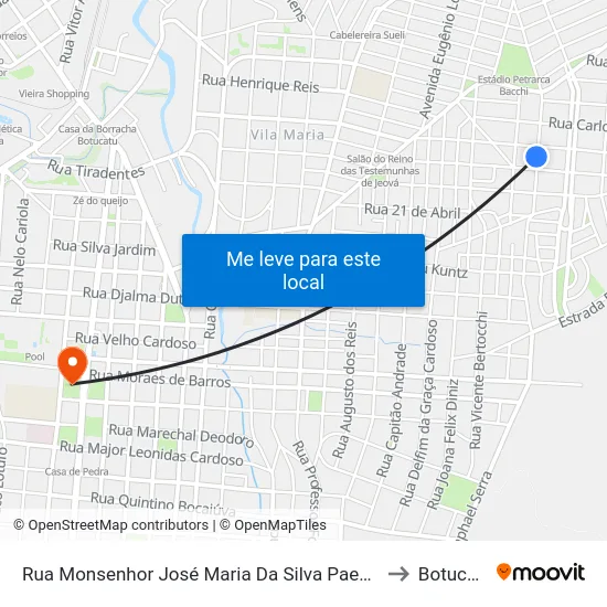 Rua Monsenhor José Maria Da Silva Paes, 240 to Botucatu map