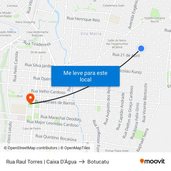 Rua Raul Torres | Caixa D'Água to Botucatu map