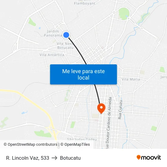 R. Lincoln Vaz, 533 to Botucatu map