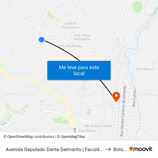 Avenida Deputado Dante Delmanto | Faculdade Marechal Rondon to Botucatu map