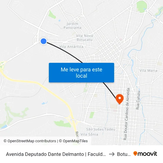 Avenida Deputado Dante Delmanto | Faculdade Marechal Rondon to Botucatu map