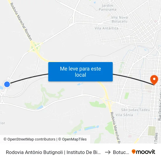 Rodovia Antônio Butignoli | Instituto De Biotecnologia to Botucatu map