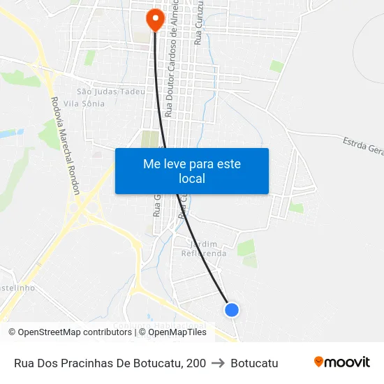 Rua Dos Pracinhas De Botucatu, 200 to Botucatu map