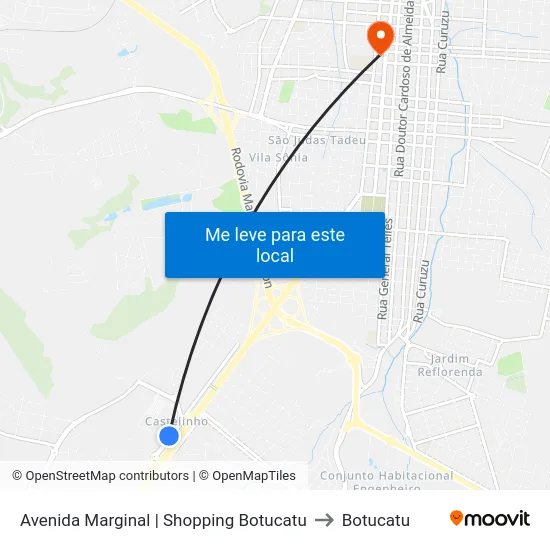 Avenida Marginal | Shopping Botucatu to Botucatu map