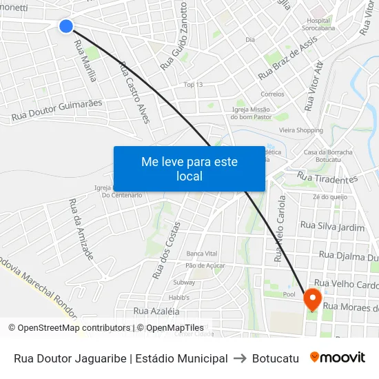 Rua Doutor Jaguaribe | Estádio Municipal to Botucatu map