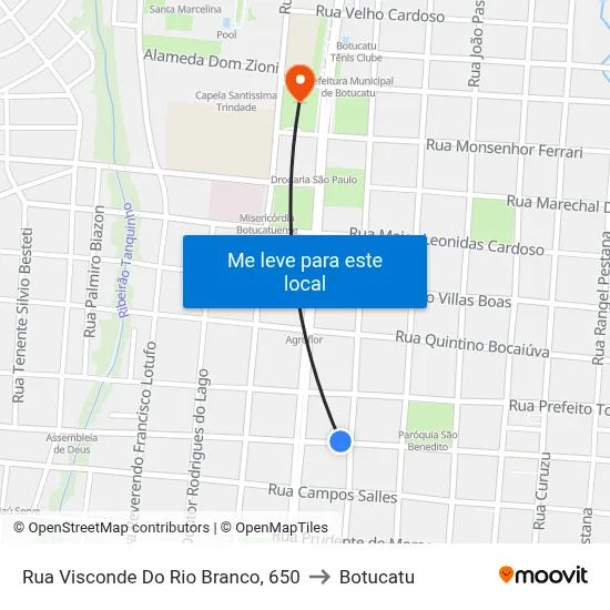 Rua Visconde Do Rio Branco, 650 to Botucatu map
