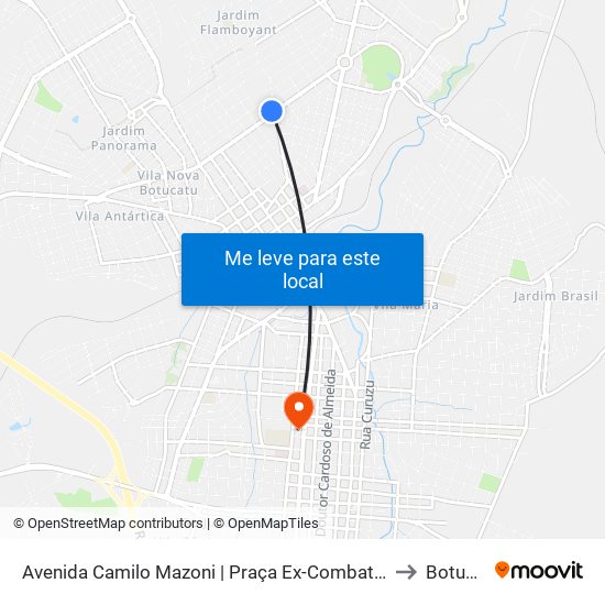 Avenida Camilo Mazoni | Praça Ex-Combatentes Da Feb to Botucatu map