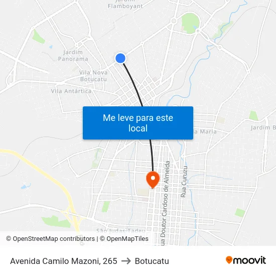 Avenida Camilo Mazoni, 265 to Botucatu map