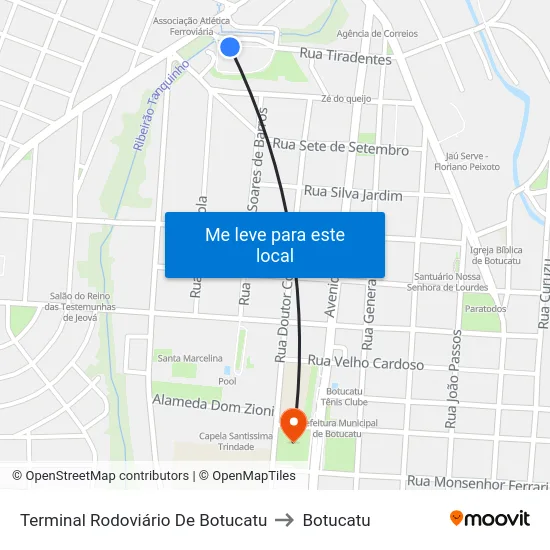 Terminal Rodoviário De Botucatu to Botucatu map
