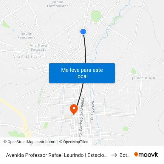Avenida Professor Rafael Laurindo | Estacionamento Supermercado Central to Botucatu map