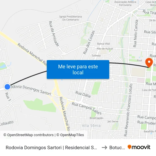 Rodovia Domingos Sartori | Residencial Spazio Verde to Botucatu map