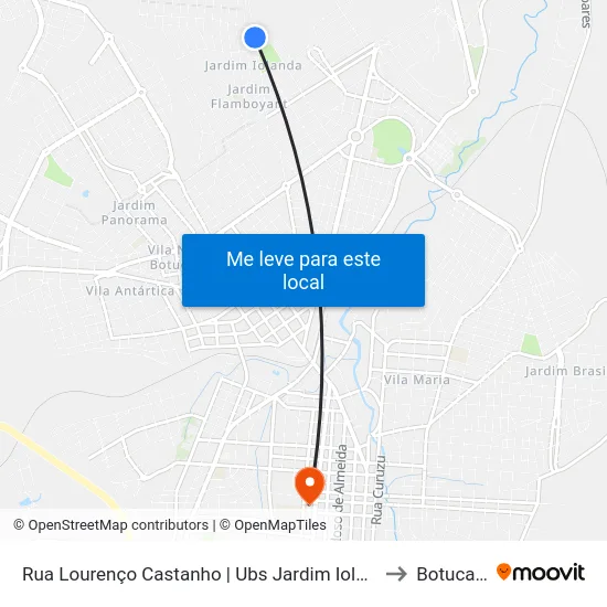 Rua Lourenço Castanho | Ubs Jardim Iolanda to Botucatu map